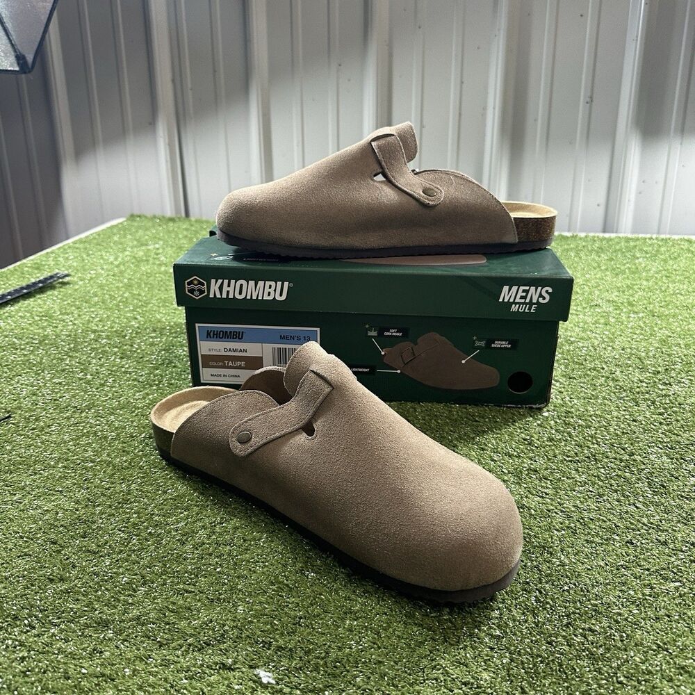 Khombu Damian Men's Size 13 Taupe Suede Mule Clogs Slip On Shoes NWT